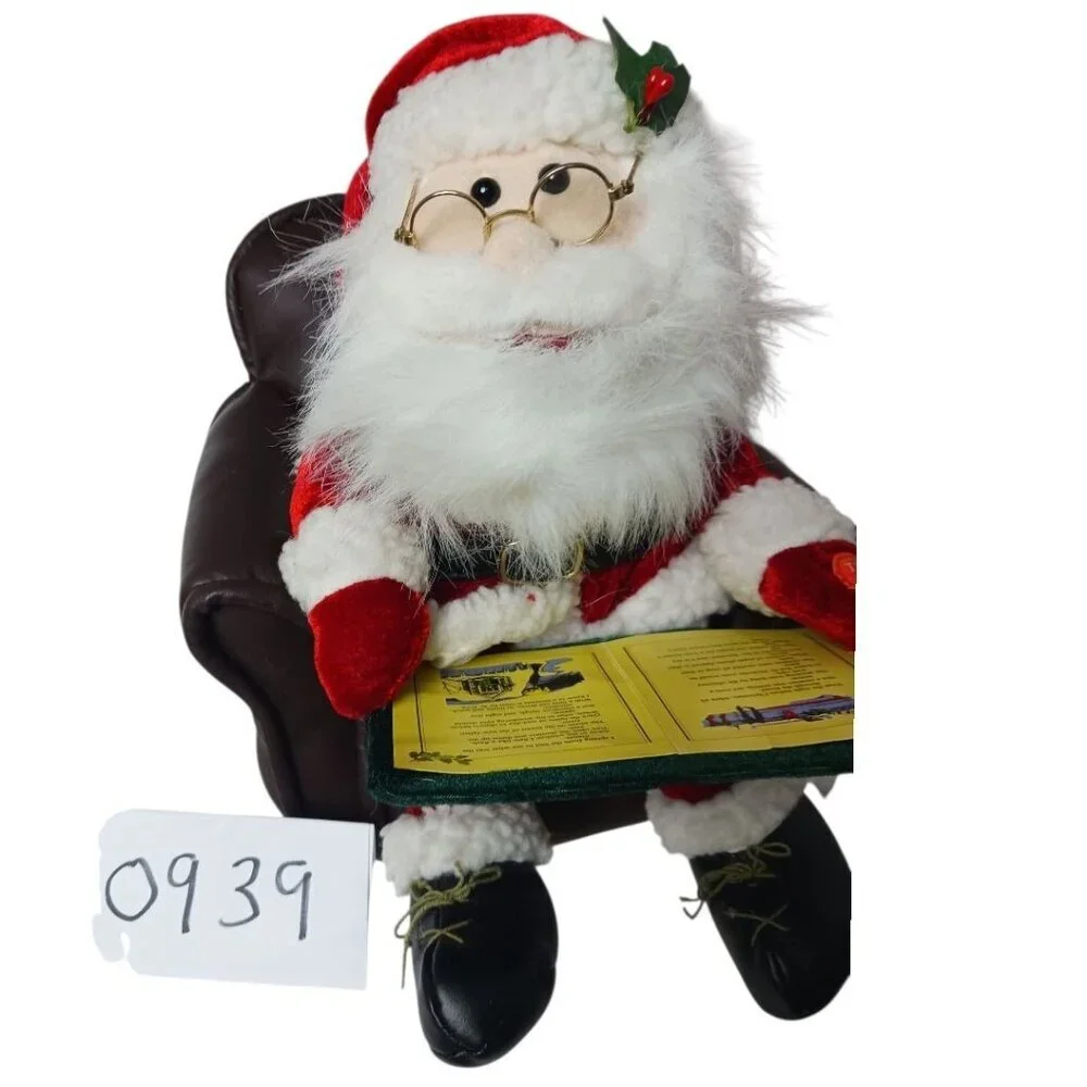 Santa Claus Story Telling Seated With Book & Glasses Holiday